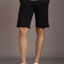 Louis Philippe Black Cotton Slim Fit Shorts-picture-30