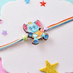 Aapno Rajasthan Multi Playful Elephant Kids Casual Rakhi with Roli Chawal & Greetings Card-picture-23