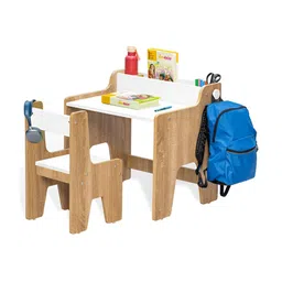 Alex Daisy Kids White & Brown Engineered Wood Study Table & Chair-picture-39