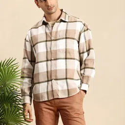 Mast & Harbour Checked Drop-Shoulder Sleeves Relaxed Fit Casual Shirt-image-98