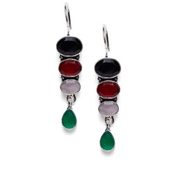 Bamboo Tree Jewels Multicoloured Geometric Drop Earrings-image-89