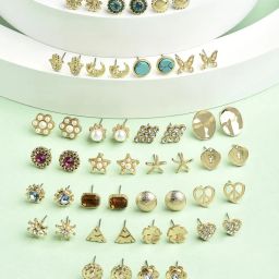 Zaveri Pearls Set of 25 Gold Tone Contemporary Studs Earrings-ZPFK15136 image 1