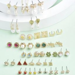 Zaveri Pearls Set of 25 Multicolor Contemporary Studs & Drop Earrings-ZPFK15132 image 1
