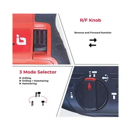 iBELL 780W 3 Functions Heavy Duty Rotary Hammer Drill (Black and Red) image 3