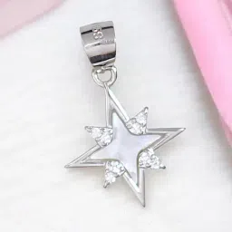 Taraash 925 Sterling Silver Star CZ Mother of Pearl Pendant-47