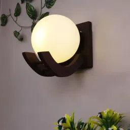 Homesake Brown & White Wood Gooseneck Wall Lamp - Set of 2 (Bulb not included)-15