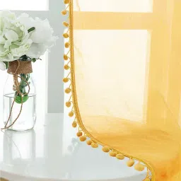 Urban Space Yellow Polyester Window Curtain With Tieback & Eyelet - Set of 2 image 1
