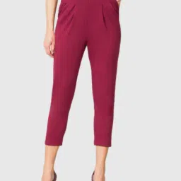 Van Heusen Wine Slim Fit Trousers-image-93