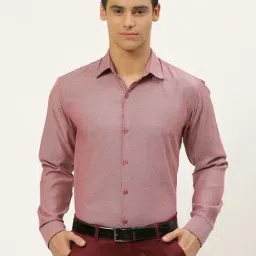 Sojanya Maroon Cotton Regular Fit Self Pattern Shirt-image-40