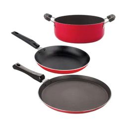 Nirlon Red Aluminium Non-Stick Cookware Set of 3-image-89