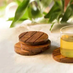 ExclusiveLane Handcrafted Coasters In Sheesham Wood (Set Of 4)-picture-0