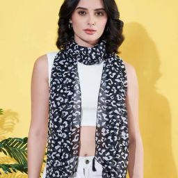Anvi Be Yourself Black Regular Fit Printed Scarf-picture-46