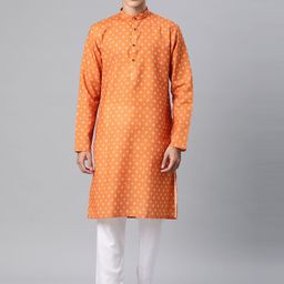 Luxrio Men Geometric Printed Mandarin Collar Kurta-0