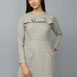 Allen Solly Grey Chequered A-Line Dress-image-72