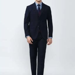 Peter England Elite Navy Blue Slim Fit Three Piece Suit-image-39