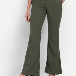 Broadstar Olive Bootcut High Rise Flared Trousers-image-19