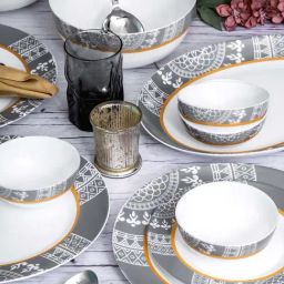 Cello White Opalware 27-Piece Dinner Set-image-12