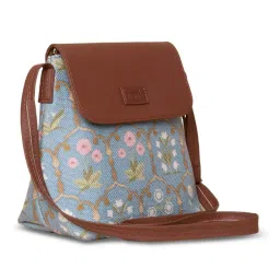 ZOUK Powder Blue Printed Medium Cross Body Bag image 1