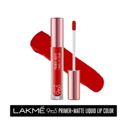 Lakme 9 to 5 Primer Plus Matte Liquid Lip Color MR2 Driven Red - 4.2 ml image 2