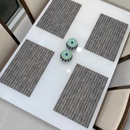 HOKIPO Set Of 4 Grey & White Striped Washable Table Placemats-24