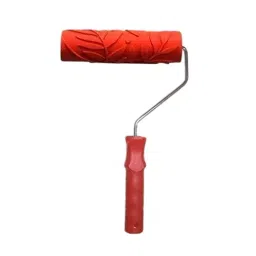 Kayra Decor Leaf Pattern Paint Roller with Long Chrome Handle Red 7 Inch, ROLLNO56-image-3