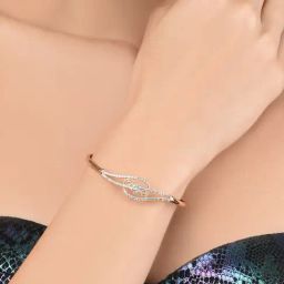 Zaveri Pearls Rose Gold Dazzling Cubic Zirconia Contemporary Kada Style Bracelet-ZPFK11914-26