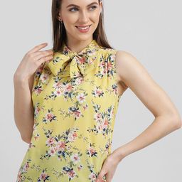 Zink London Women Yellow & Green Floral Printed Regular Top-picture-13