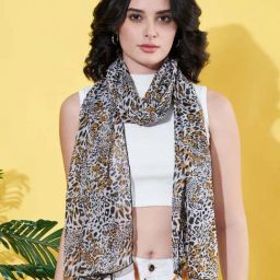 Anvi Be Yourself Yellow & Black Regular Fit Printed Scarf-picture-26