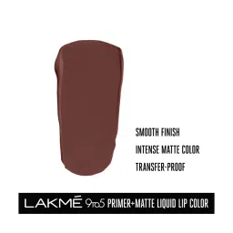 Lakme 9 to 5 Primer Plus Matte Liquid Lip Color MB3 Strong Espresso - 4.2 ml image 3