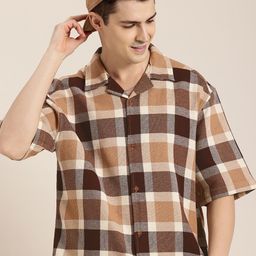 HERE&NOW Windowpane Checked Pure Cotton Casual Shirt-picture-39
