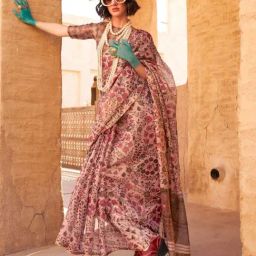 Odette Pink Floral Printed Saree-picture-24