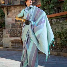 Odette Aqua Woven Design Saree-picture-18