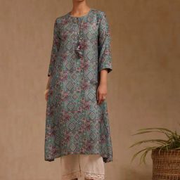 Soch Grey Silk Blend Tribal Kurti-picture-27