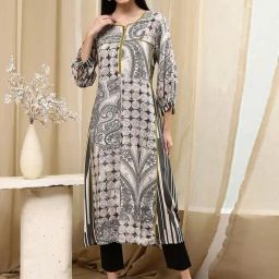 Biba Ivory Straight Fit Printed Kurta-picture-27