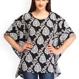 Cottinfab Women Black Printed Kaftan Top-28