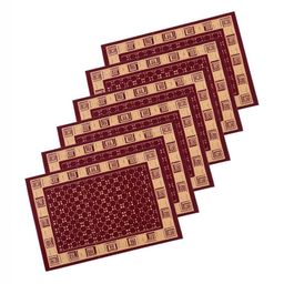 Aura Set Of 6 Brown & Maroon Cross Tee-Designed Anti-Skid Doormat-18