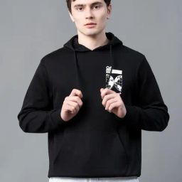Red Tape Black Regular Fit Graphic Hoodie-47