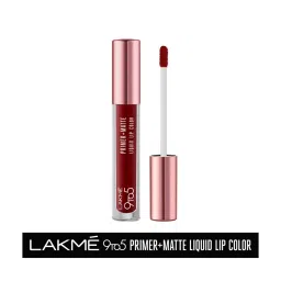 Lakme 9 to 5 Primer Plus Matte Liquid Lip Color MR4 Deep Maroon - 4.2 ml image 1
