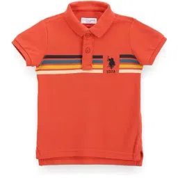 U.S. Polo Assn. Kids Orange Striped Polo T-Shirt-picture-7