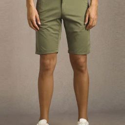 Louis Philippe Green Cotton Slim Fit Shorts-picture-43