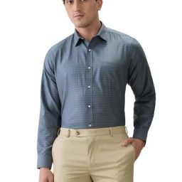 Park Avenue Blue Regular Fit Self Design Formal Shirt-picture-21