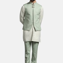 Blackberrys Self-Design Kurta With Trouser & Nehru Jacket-image-43