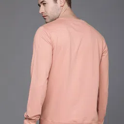 WROGN Men Peach-Coloured Typography Printed Sweatshirt image 4