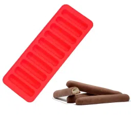 HAZEL 10 Cavity Silicon Chocolate Bar Ice Cube Mould, 1 Pc, Red image 5