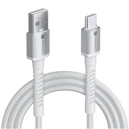 Portronics Konnect X USB to Type C Cable with 3A Output, Nylon Braided, 1m (White) image 1