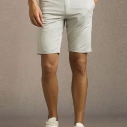 Louis Philippe Grey Cotton Slim Fit Shorts-picture-13