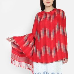 Anekaant Women Red Woven Design Shawl-picture-27