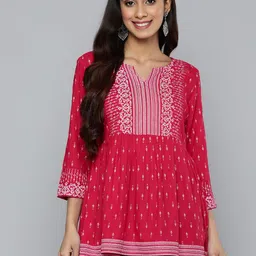 HERE&NOW Ethnic Motifs Print Pleated Kurti-picture-4