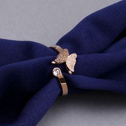 KARATCART Rose Gold-Plated AD Studded Butterfly Shape Rings-picture-34