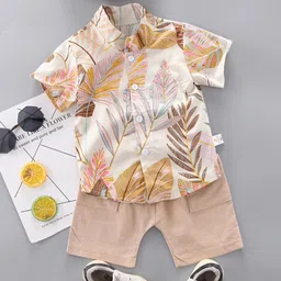 YK Boys Printed Shirt & Shorts Clothing Set-image-93